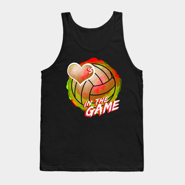 Volleyball - Hearts In The Game - Dirty Red Tank Top by MakeNineDesigns